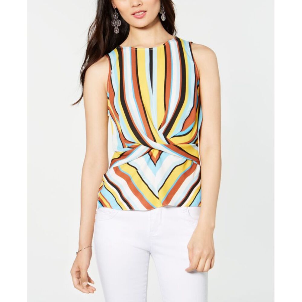 INC International Concepts Striped Twist Front Top